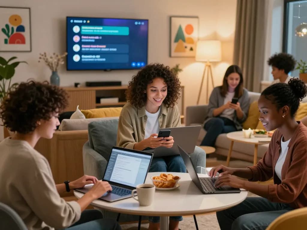 Engaging participants in a vibrant sexchat room enjoying lively conversations and interactions.