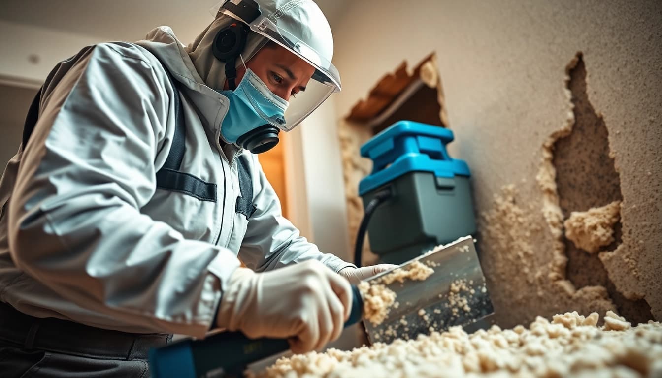 Expert performing spray foam removal West Sussex with precision and care.