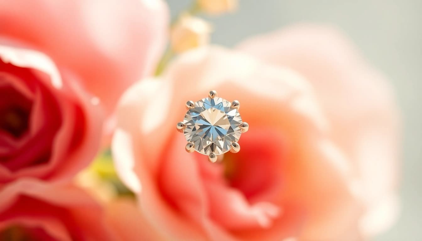 Admire the exquisite details of a diamond nose stud glistening in natural light.