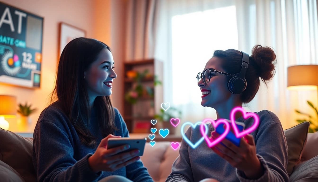 AI girlfriend interacting with a user, showcasing modern technology and emotional connection.