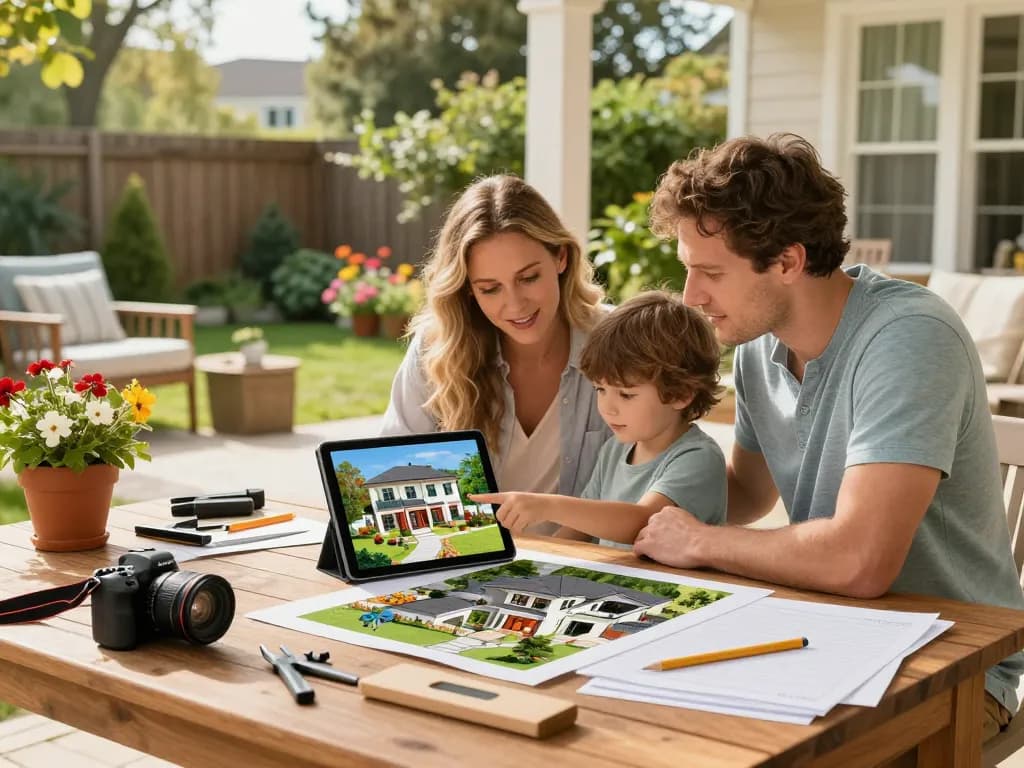 Family enjoying the veranda configurator while designing their dream outdoor space.
