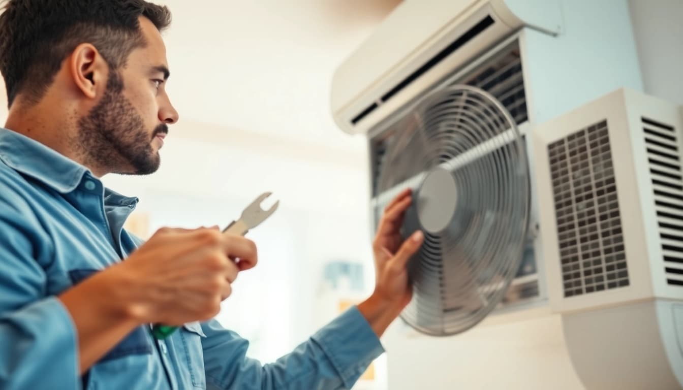 AC Repair Tampa: Expert HVAC technician conducting an air conditioning repair inside a home.