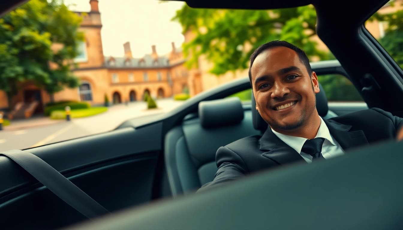 Chauffeur Nottingham providing luxury transportation with a welcoming smile.