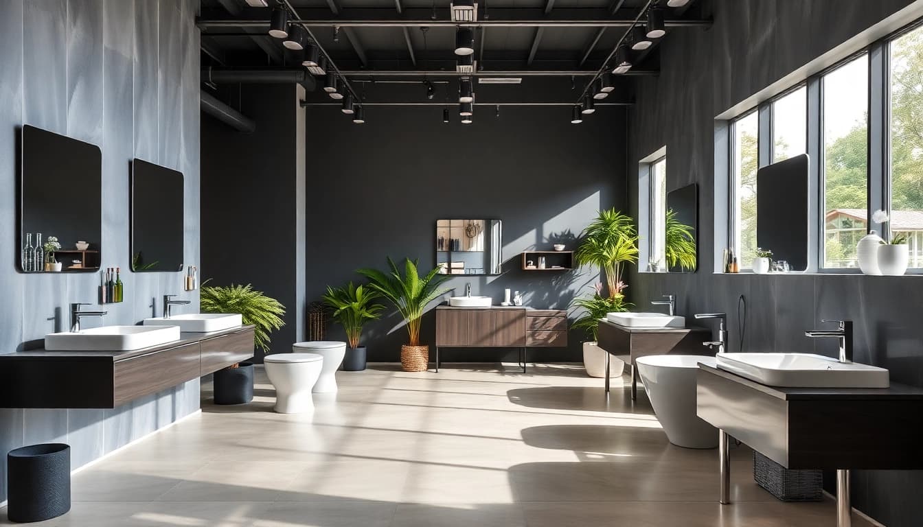 Präsentation von sonni sanitär Badezimmerarmaturen in einem modernen Showroom