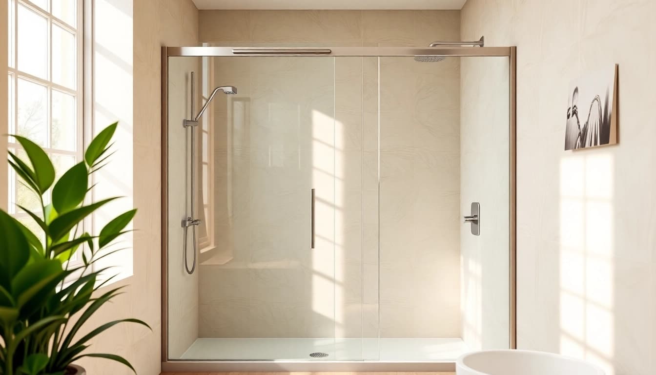 Elegant showers featuring sleek design and modern fixtures in a serene bathroom setting.