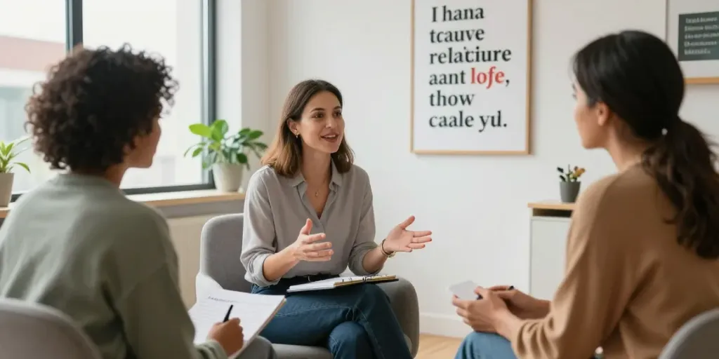 Couple engaging with a relationship coach discussing "try what he says" strategies.