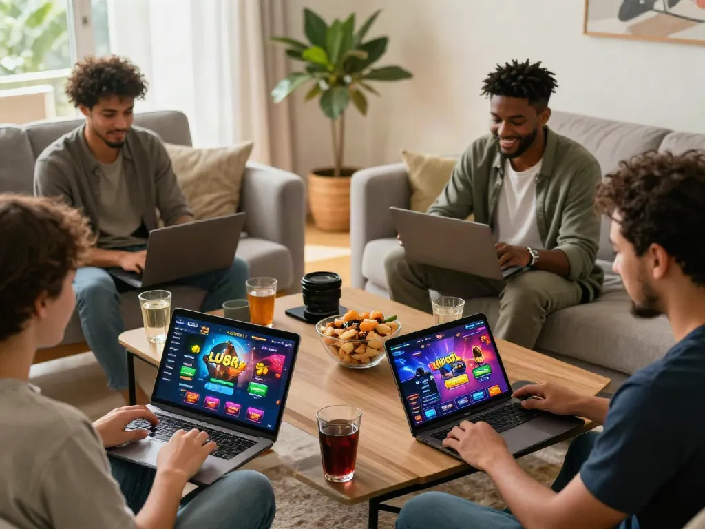 Engaging online gaming scene with LU88 interface, showcasing diverse players and vibrant atmosphere.