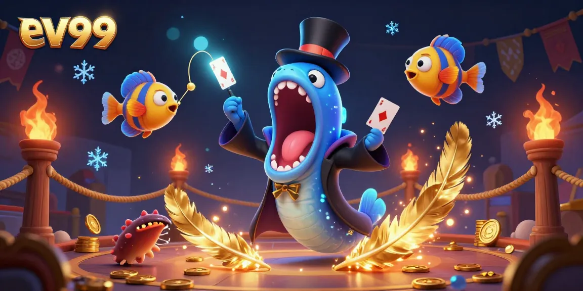Experience thrilling card magic with ev99 featuring enchanting sea creatures in a vibrant, animated casino scene.