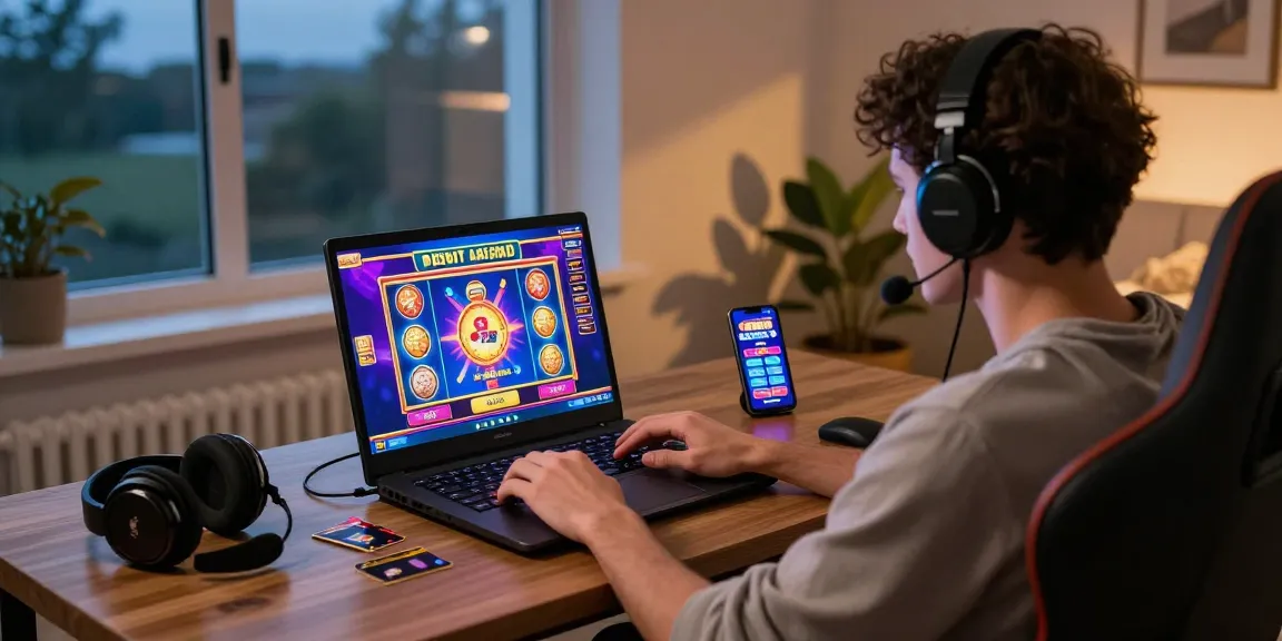 Experience online gaming with being-there.org.uk, showcasing a vibrant home casino setup with dynamic slot games and engaging atmosphere.