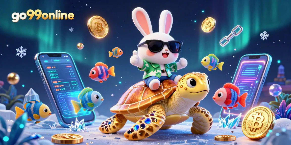 Engage with go99online's vibrant gaming world featuring unique characters and crypto elements.