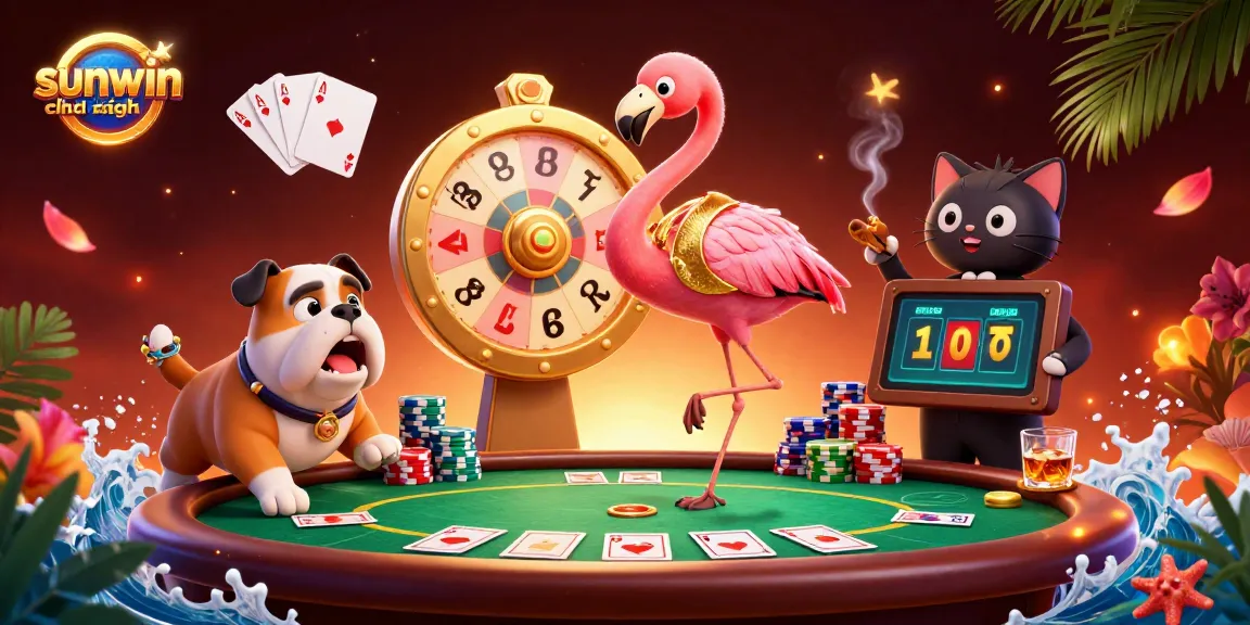 Experience thrills at sunwin chính hãng with our vibrant casino scene featuring a game show host, contestant, and prizes.